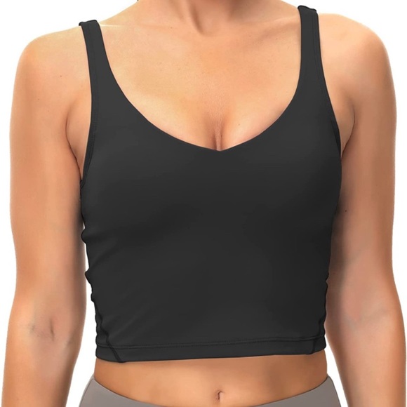 Black Longline Sports Bra Tank Top with padding - Small - Picture 1 of 4